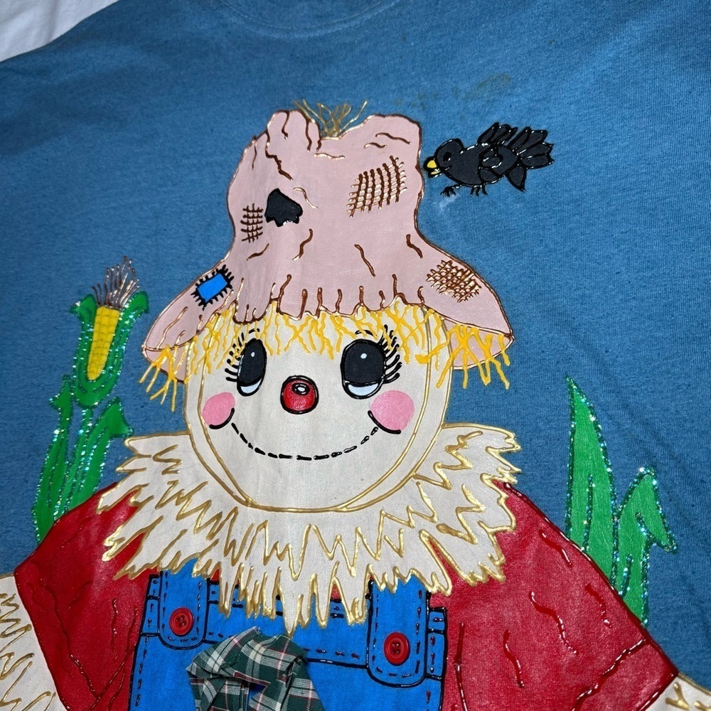 Vintage KEVIN G SPORTSWEAR Hand Painted Scarecrow Fall One Size Crewneck